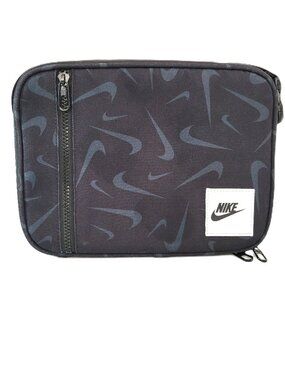 Nike Futura Hard Liner Lunch Bag Insulated Swoosh Print Black Grey